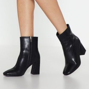 Heeled Black Ankle Booties - Nasty Gal (Size 6)